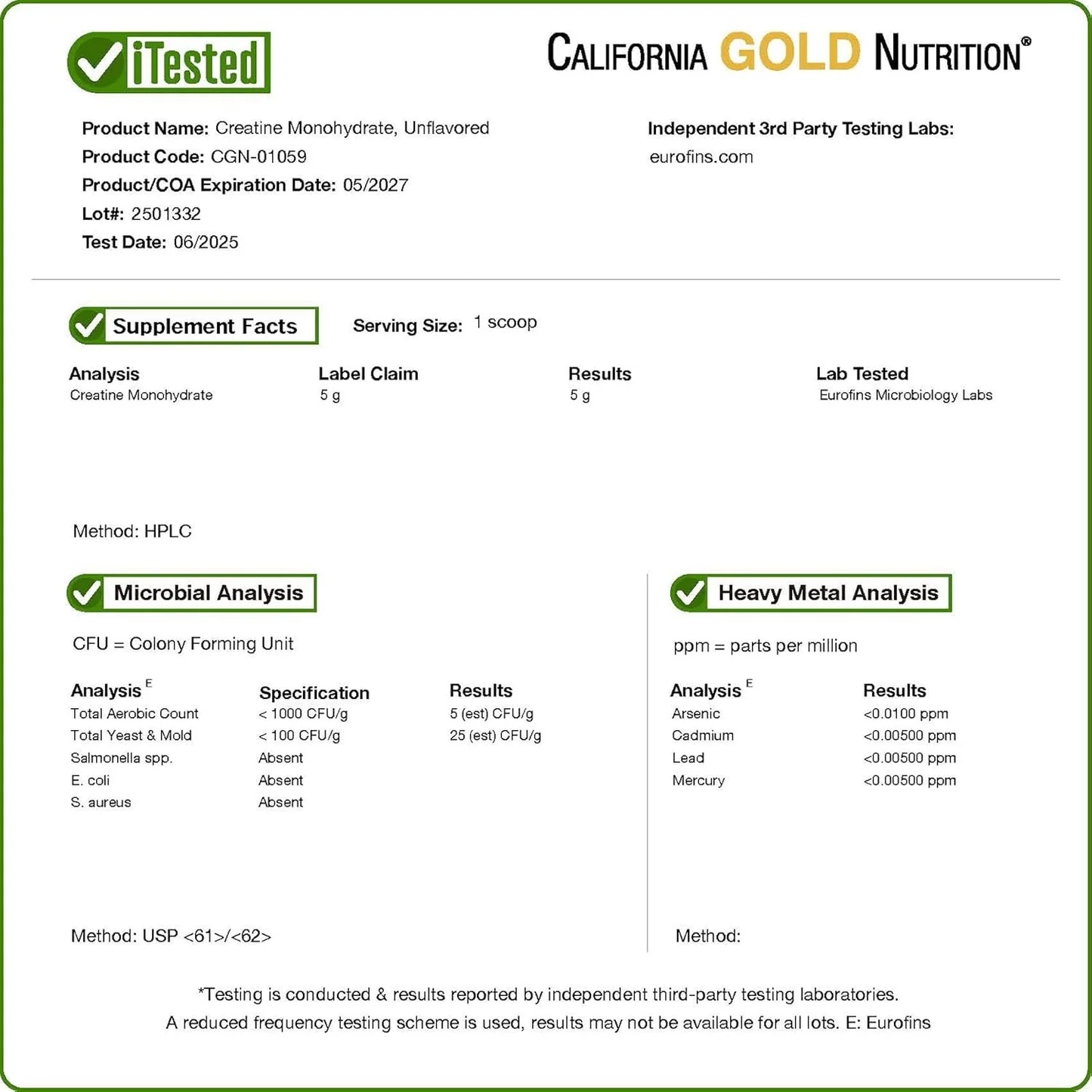 Creatine Powder - California Gold Nutrition