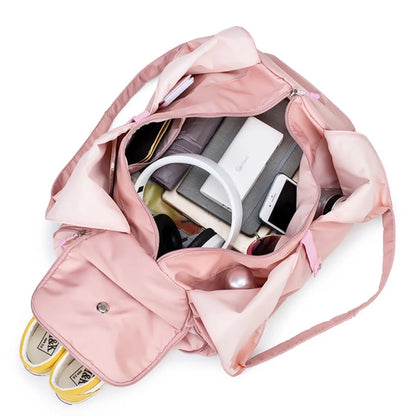 Yoga Bag Large Gym Bag for Women, Sports Bag with Shoe Compartment, Lightweight Waterproof Duffel Bag, Multi-Functional Travel Bag, Pink