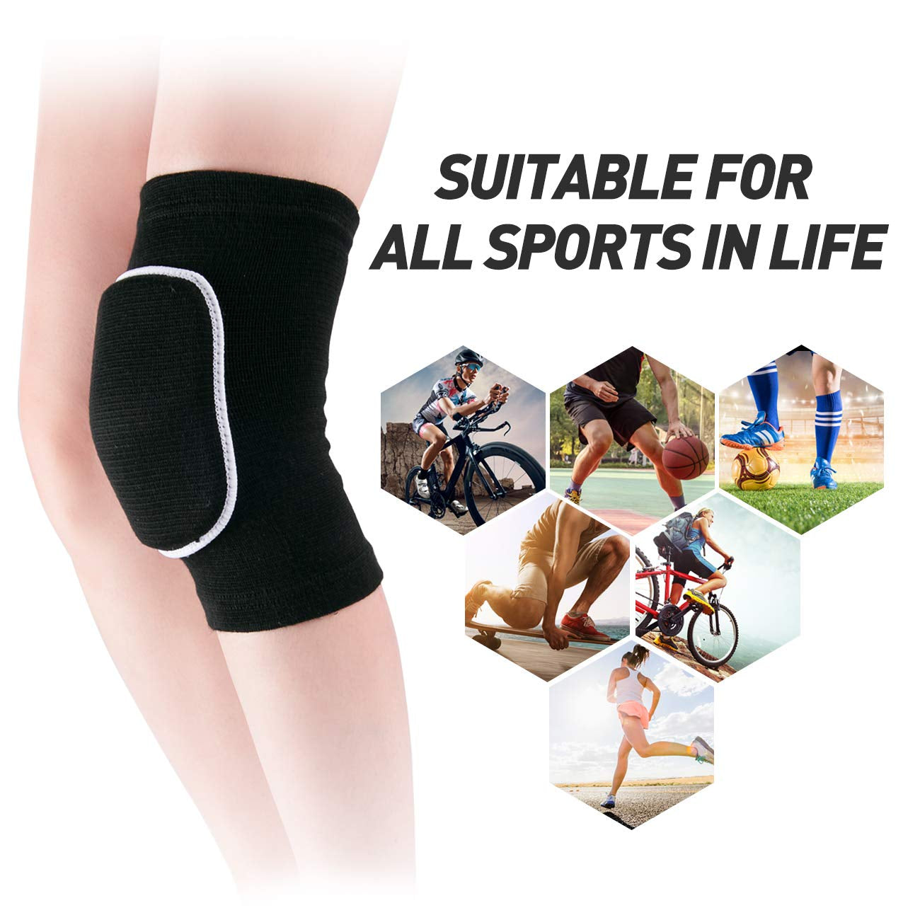 Non-Slip Knee Brace Soft Knee Pads Breathable Knee Compression Sleeve for Dance Wrestling Volleyball Basketball Running Football Jogging Cycling Arthritis Relief Meniscus Tear for Women Men Black(M)